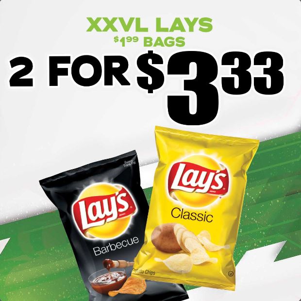 XXVL LAYS $1.99 BAGS 2 FOR $3.33